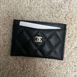 SOLD-NWT Chanel caviar card hold with gold hardware
